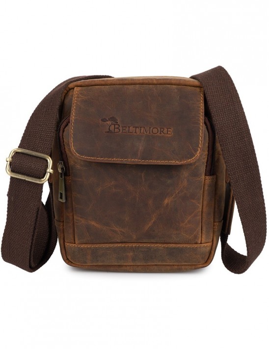 Torba Męska Skórzana Mała Vintage Beltimore Brązowa N39