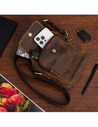 Torba Męska Skórzana Mała Vintage Beltimore Brązowa N39 - zdjęcie 2