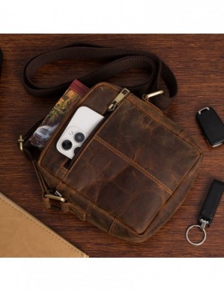 Torba Męska Skórzana Mała Vintage Beltimore Brązowa N39 - zdjęcie 6
