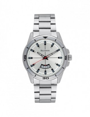 Zegarek męski bransoleta duży solidny srebrny z datownikiem premium Beltimore BT03 - zdjęcie 5
