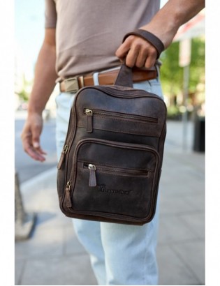Plecak skórzany saszetka przez ramię crossbody modna 2-komorowa Beltimore N25 - zdjęcie 3
