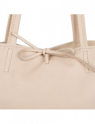 Torebka damska worek skórzana shopperka pojemna A4 skóra naturalna włoska Beltimore beżowa W16 - zdjęcie 5