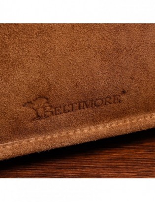 Camelowa skórzana listonoszka damska włoska zamszowa kuferek Beltimore B64 - zdjęcie 11