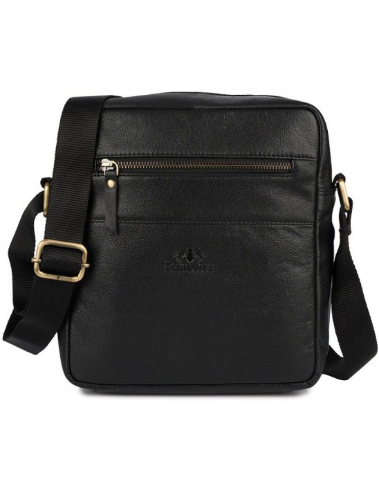 Męska torba skórzana na ramię listonoszka sportowa mocna czarna Beltimore N17