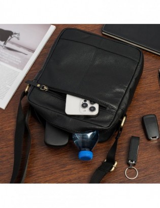 Męska torba skórzana na ramię listonoszka sportowa mocna czarna Beltimore N17 - zdjęcie 3