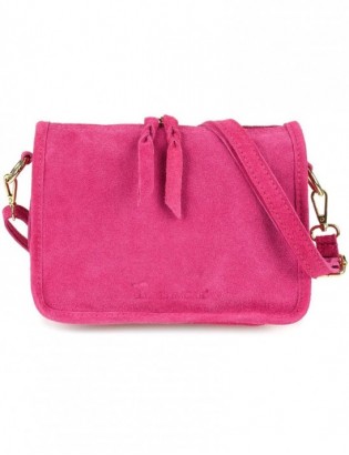 Różowa skórzana listonoszka damska włoska zamszowa kuferek Beltimore B64 - zdjęcie 4