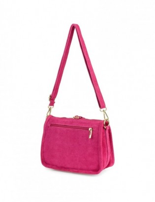 Różowa skórzana listonoszka damska włoska zamszowa kuferek Beltimore B64 - zdjęcie 6