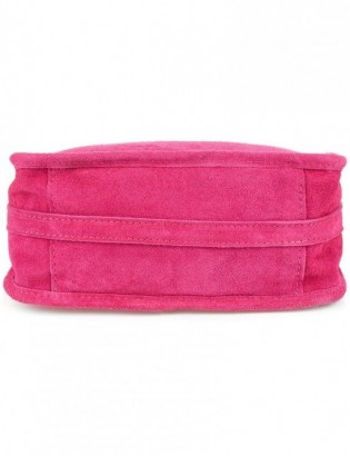 Różowa skórzana listonoszka damska włoska zamszowa kuferek Beltimore B64 - zdjęcie 7