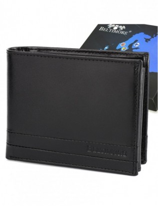 Portfel skórzany męski włoska skóra naturalna licowa premium klasyczny RFiD poziomy Beltimore G07 - zdjęcie 1
