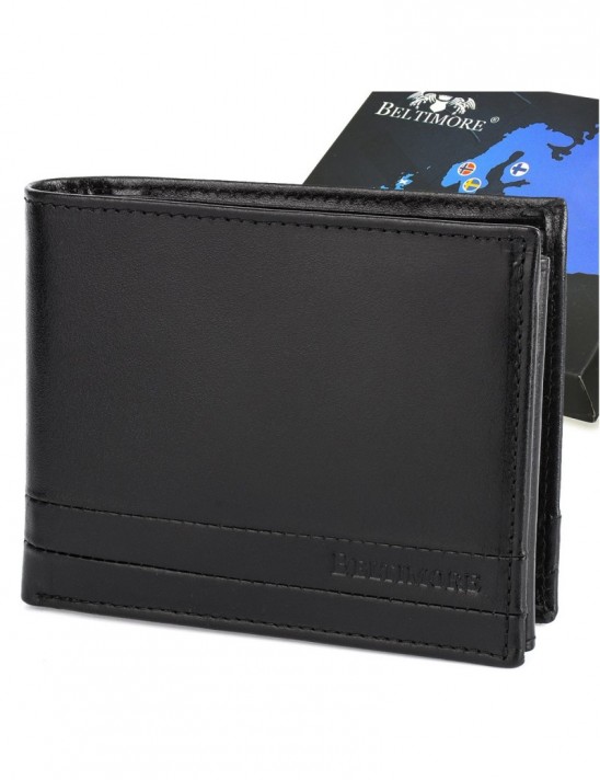 Portfel skórzany męski włoska skóra naturalna licowa premium klasyczny RFiD poziomy Beltimore G07