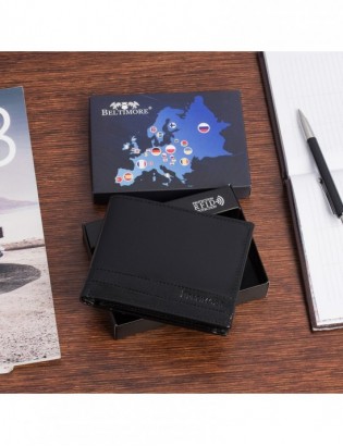 Portfel skórzany męski włoska skóra naturalna licowa premium klasyczny RFiD poziomy Beltimore G07 - zdjęcie 2