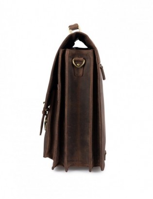 Skórzana aktówka męska elegancka teczka na dokumenty brązowa skóra nubuk Beltimore J22 - zdjęcie 4