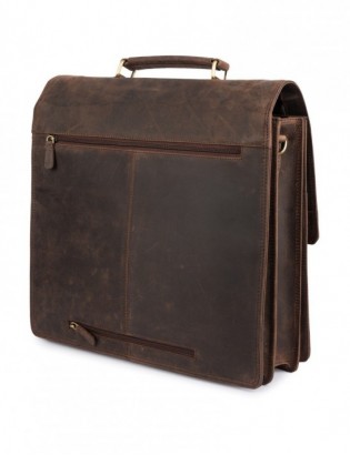 Skórzana aktówka męska elegancka teczka na dokumenty brązowa skóra nubuk Beltimore J22 - zdjęcie 5