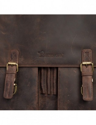 Skórzana aktówka męska elegancka teczka na dokumenty brązowa skóra nubuk Beltimore J22 - zdjęcie 6