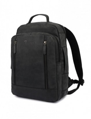 Plecak skórzany na laptopa 15,6 biznesowy duży A4 pojemny czarny premium Beltimore N09 - zdjęcie 1