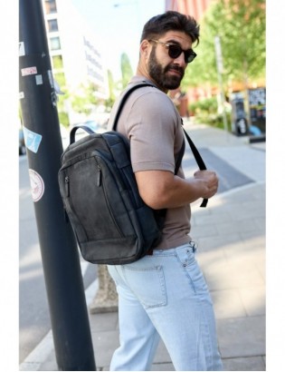 Plecak skórzany na laptopa 15,6 biznesowy duży A4 pojemny czarny premium Beltimore N09 - zdjęcie 3