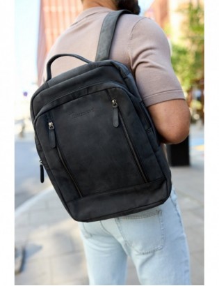 Plecak skórzany na laptopa 15,6 biznesowy duży A4 pojemny czarny premium Beltimore N09 - zdjęcie 4