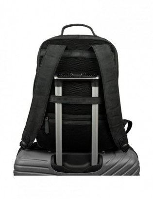 Plecak skórzany na laptopa 15,6 biznesowy duży A4 pojemny czarny premium Beltimore N09 - zdjęcie 10