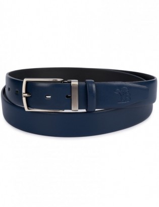 Pasek męski skórzany premium 3,5 cm casualowy skóra lico Beltimore granatowy E40 - zdjęcie 5