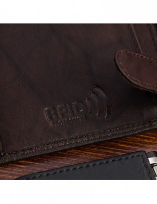 Portfel skórzany męski klasyczny pionowy z flagą brązowy RFiD Beltimore D30 - zdjęcie 7