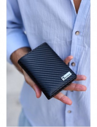 Męski portfel skórzany pionowy klasyczny RFiD duży czarny carbon premium Beltimore P03 - zdjęcie 6