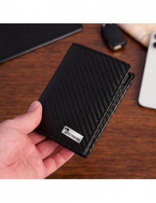 Męski portfel skórzany pionowy klasyczny RFiD duży czarny carbon premium Beltimore P03 - zdjęcie 7
