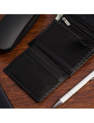 Męski portfel skórzany pionowy klasyczny RFiD duży czarny carbon premium Beltimore P03 - zdjęcie 14