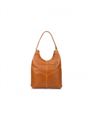 Torebka skórzana damska duża worek pojemny kamel Beltimore 970 - zdjęcie 6