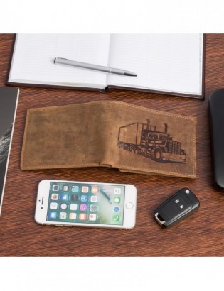 Portfel skórzany męski brązowy nubuk poziomy skóra ciężarówka RFiD Beltimore R93 - zdjęcie 3