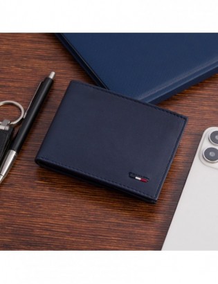 Portfel skórzany męski mały poziomy z flagą granatowy RFiD Beltimore D54 - zdjęcie 6