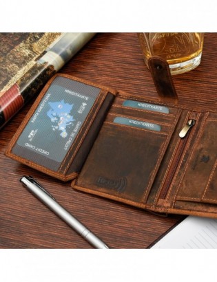 Męski portfel skórzany brązowy nubuk skóra Beltimore R82 - zdjęcie 5