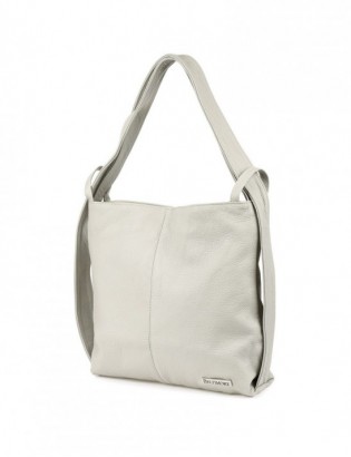 Polska Plecak Torebka Skórzana damska A4 worek jasnoszara U37 - zdjęcie 4