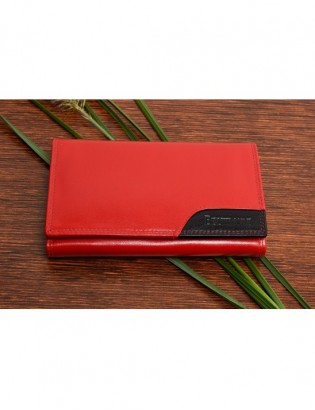 Damski skórzany portfel duży poziomy z biglem RFiD czerwony BELTIMORE 038 - zdjęcie 7