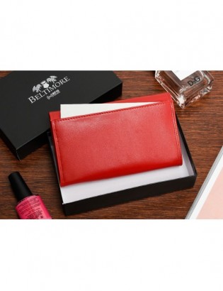 Damski skórzany portfel duży poziomy z biglem RFiD czerwony BELTIMORE 038 - zdjęcie 8