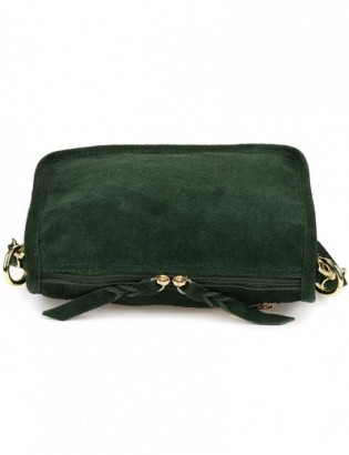 Zielona skórzana listonoszka damska włoska zamszowa kuferek Beltimore B64 - zdjęcie 4