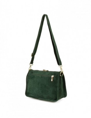 Zielona skórzana listonoszka damska włoska zamszowa kuferek Beltimore B64 - zdjęcie 5