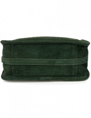 Zielona skórzana listonoszka damska włoska zamszowa kuferek Beltimore B64 - zdjęcie 6