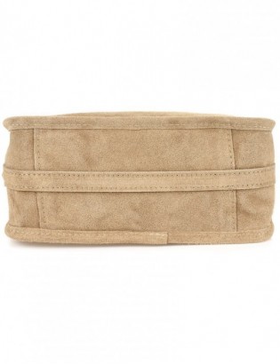 Beżowa skórzana listonoszka damska włoska zamszowa kuferek Beltimore B64 - zdjęcie 6