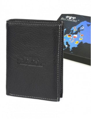 Portfel skórzany czarny vintage pionowy duży RFiD Beltimore  G76 - zdjęcie 1