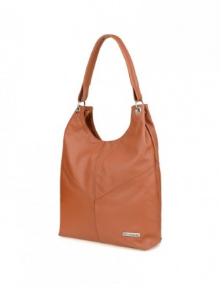 Torebka skórzana damska duża worek pojemny koniak Beltimore 970 - zdjęcie 1