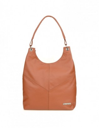 Torebka skórzana damska duża worek pojemny koniak Beltimore 970 - zdjęcie 5