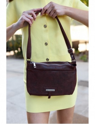 Torebka Skórzana 2komorowa Klapa Pasek Beltimore koniakowa N14 - zdjęcie 2