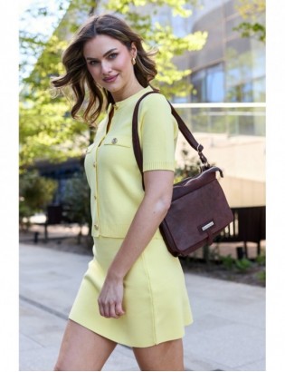 Torebka Skórzana 2komorowa Klapa Pasek Beltimore koniakowa N14 - zdjęcie 3