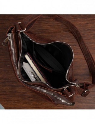 Torebka Skórzana 2komorowa Klapa Pasek Beltimore koniakowa N14 - zdjęcie 8