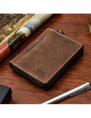 Brązowy duży portfel skórzany męski skóra nubuk Beltimore vintage G71 - zdjęcie 6