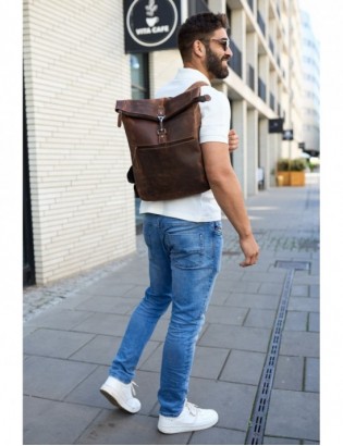 Plecak skórzany na laptopa 15,6 biznesowy duży A4 pojemny brązowy premium Beltimore N19 - zdjęcie 6