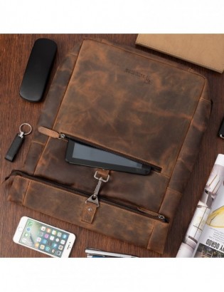 Plecak skórzany na laptopa 15,6 biznesowy duży A4 pojemny brązowy premium Beltimore N19 - zdjęcie 10