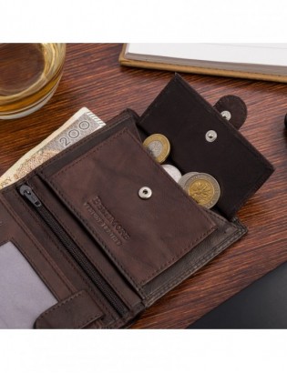 Portfel skórzany męski klasyczny pionowy z flagą brązowy RFiD Beltimore D29 - zdjęcie 5