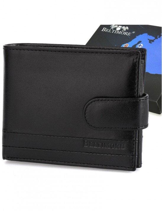 Portfel skórzany męski włoska skóra naturalna licowa premium klasyczny RFiD poziomy Beltimore G08