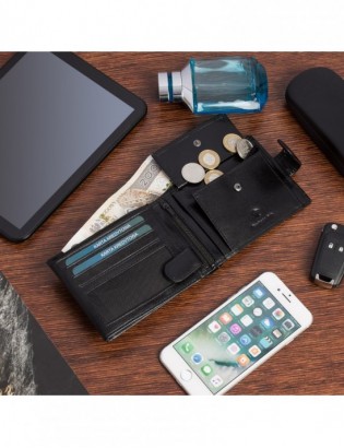 Portfel skórzany męski włoska skóra naturalna licowa premium klasyczny RFiD poziomy Beltimore G08 - zdjęcie 4